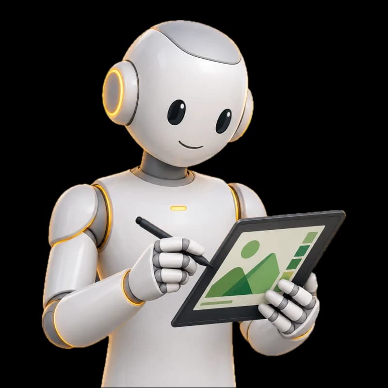 Avatar AI del Graphic Designer che compone le grafiche dei post